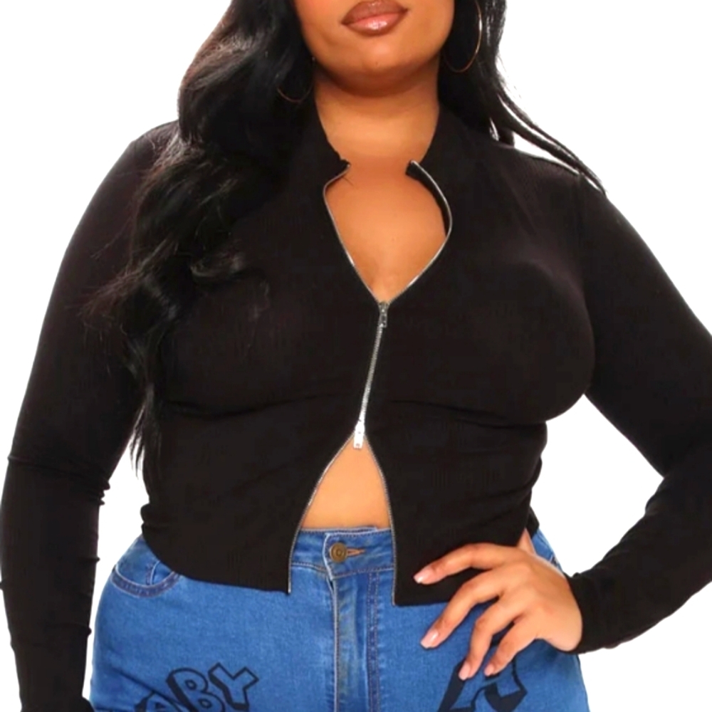 FashionNova Two Way Street Top - Black - Size 1X.